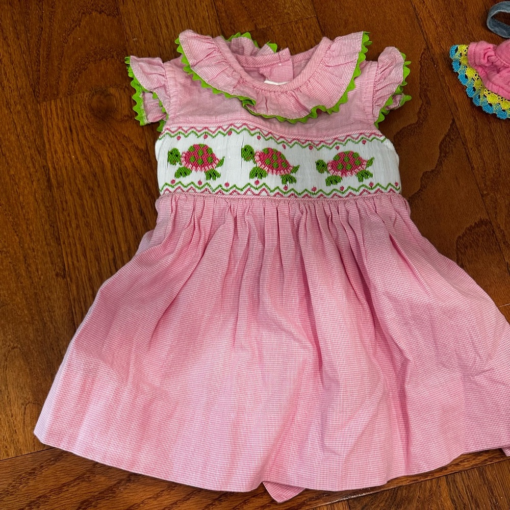 White and Brown Pleated Sundress with Peter Pan Collar